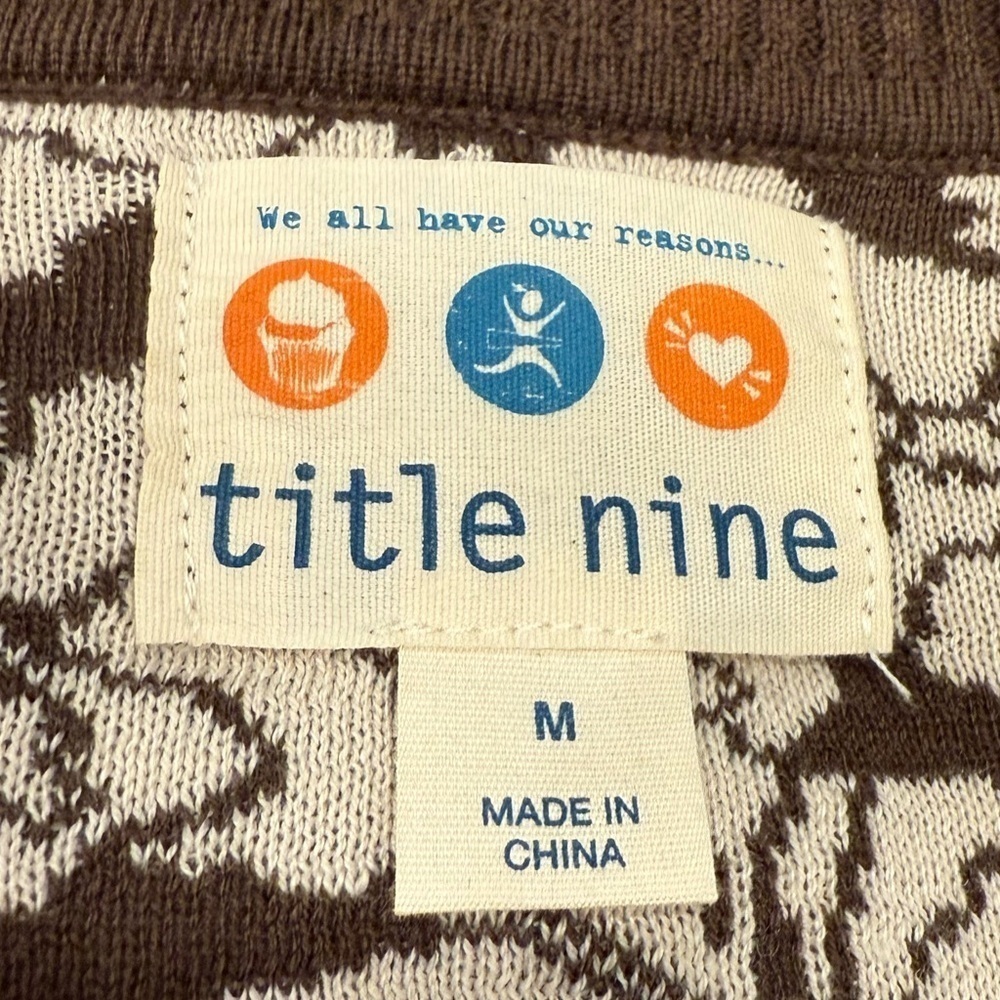 Title nine Brown Floral print Full Zip Mock Neck Sweater with Pockets - Picture 7 of 7